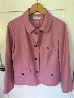 Bernard Zins Rose Wool Fitted Blazer 8 Runs Small